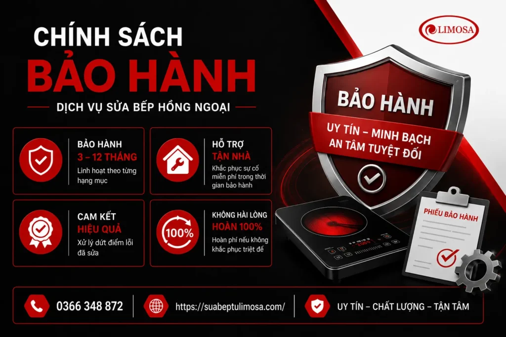 Chính sách bảo hành dịch vụ sửa bếp hồng ngoại