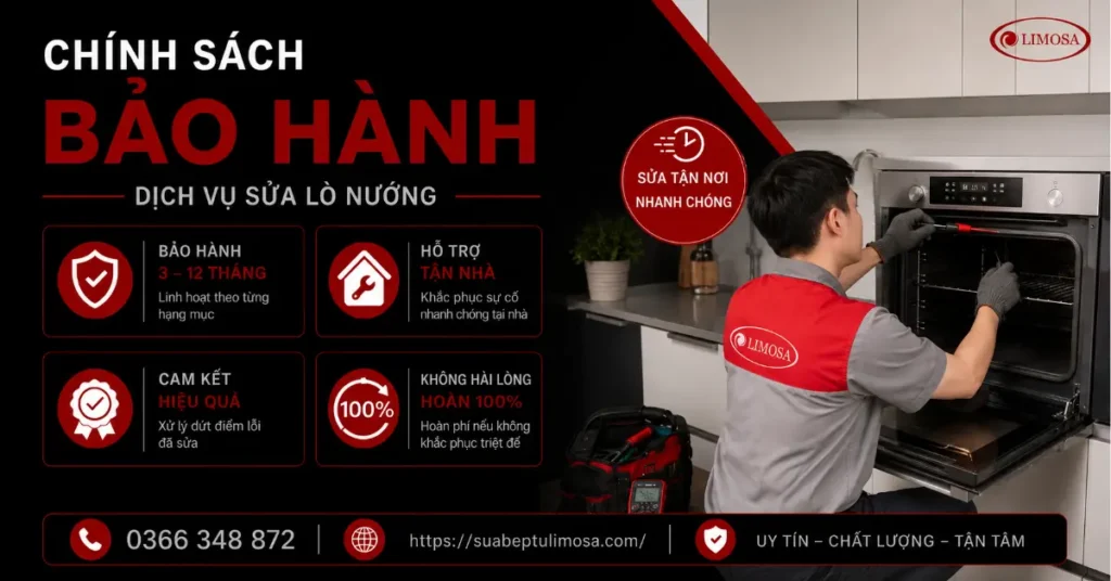 Chính sách bảo hành sau sửa lò nướng tại Trung tâm Sửa Bếp Từ Limosa